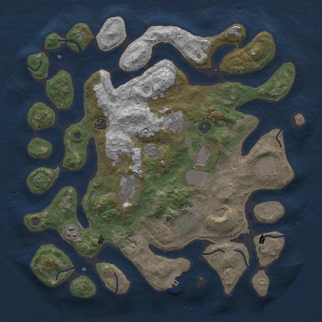 Rust Map: Procedural Map, Size: 4000, Seed: 5758, 16 Monuments