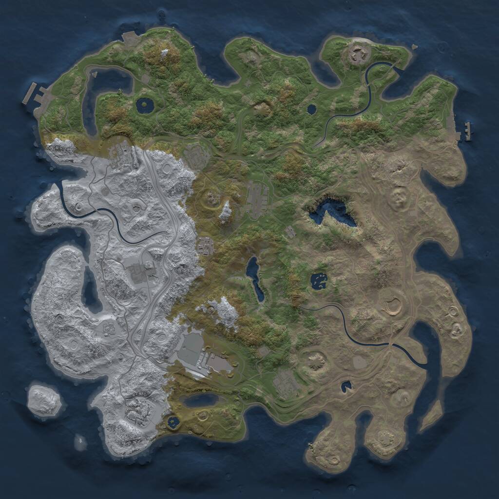 Rust Map: Procedural Map, Size: 4300, Seed: 5744747, 17 Monuments