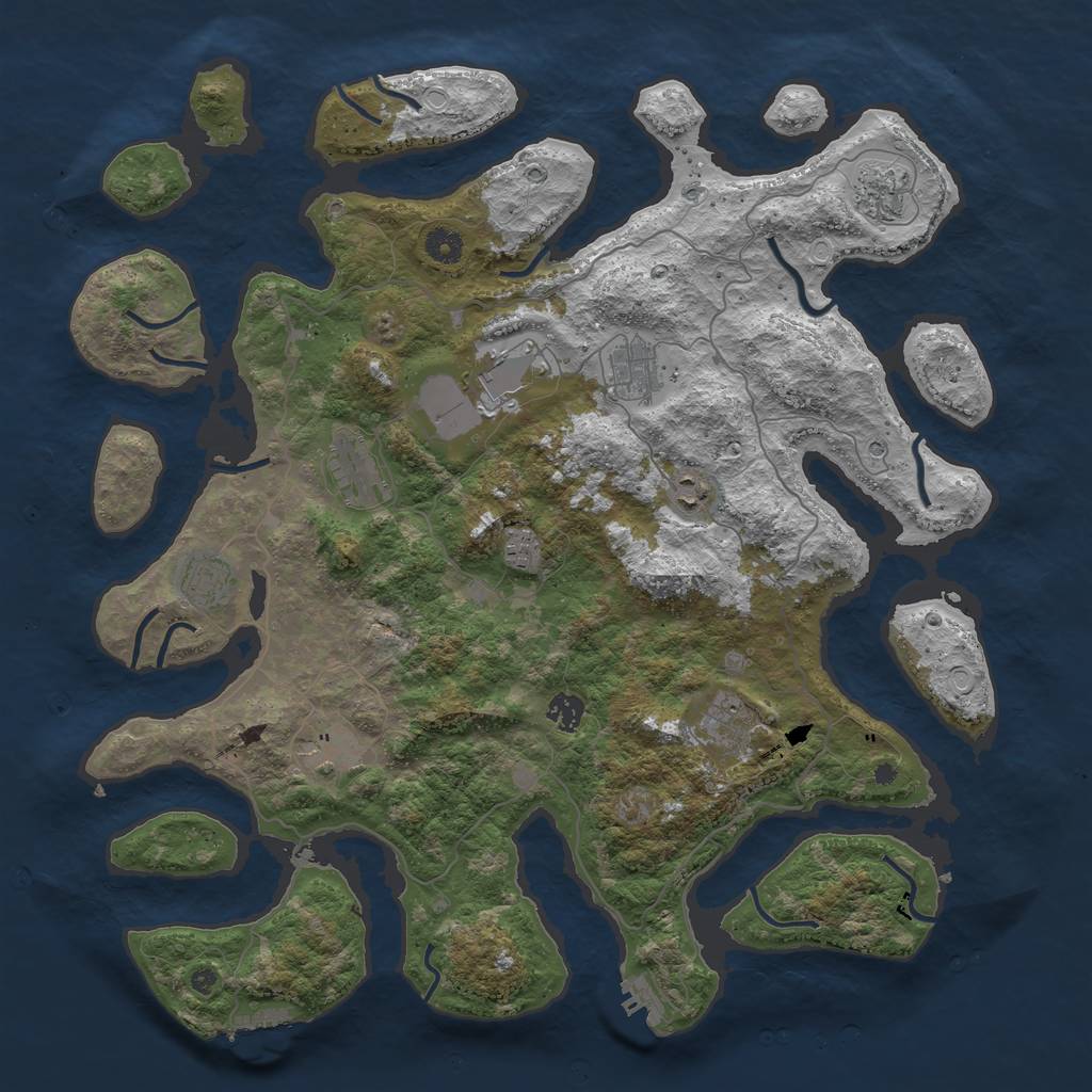 Rust Map: Procedural Map, Size: 4400, Seed: 74875, 18 Monuments