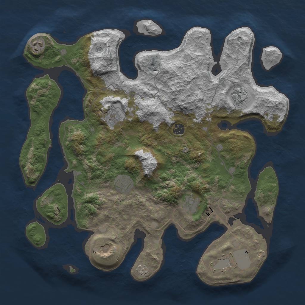 Rust Map: Barren, Size: 4000, Seed: 7478784, 12 Monuments