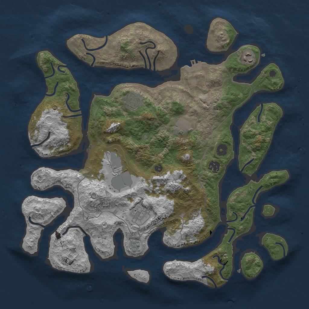 Rust Map: Procedural Map, Size: 4000, Seed: 937369, 14 Monuments