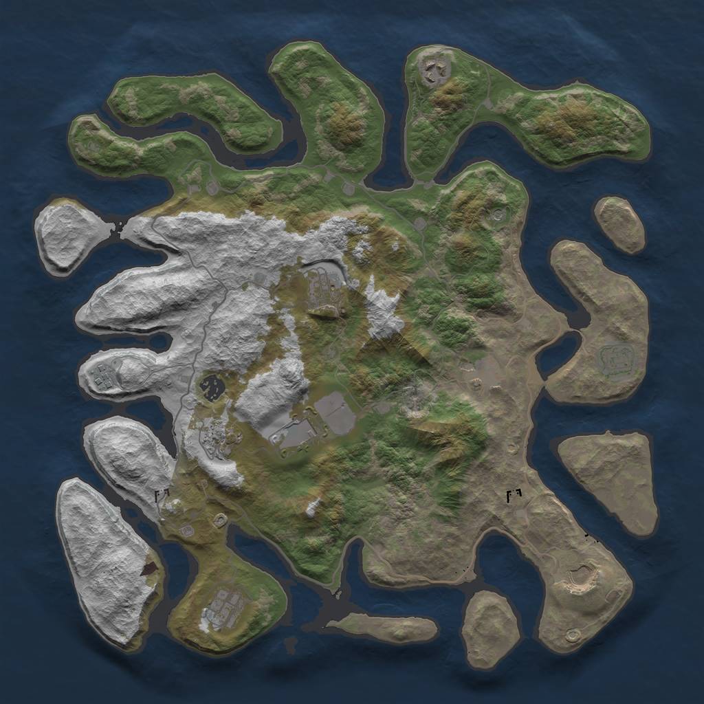 Rust Map: Barren, Size: 4300, Seed: 78894452, 13 Monuments