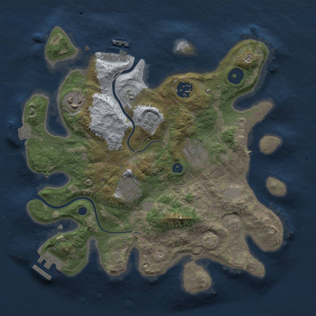 Rust Map: Procedural Map, Size: 3000, Seed: 902429295, 10 Monuments