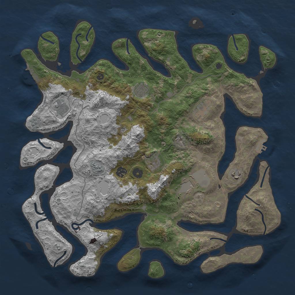 Rust Map: Procedural Map, Size: 4300, Seed: 5000000, 16 Monuments