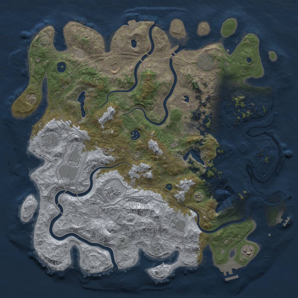 Rust Map: Procedural Map, Size: 4500, Seed: 2031342700, 16 Monuments