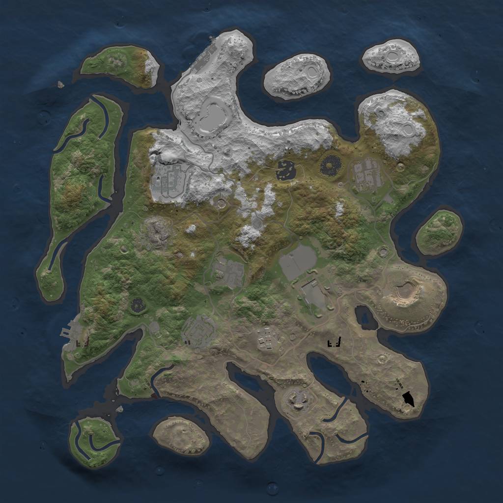 Rust Map: Procedural Map, Size: 3600, Seed: 5878157, 17 Monuments