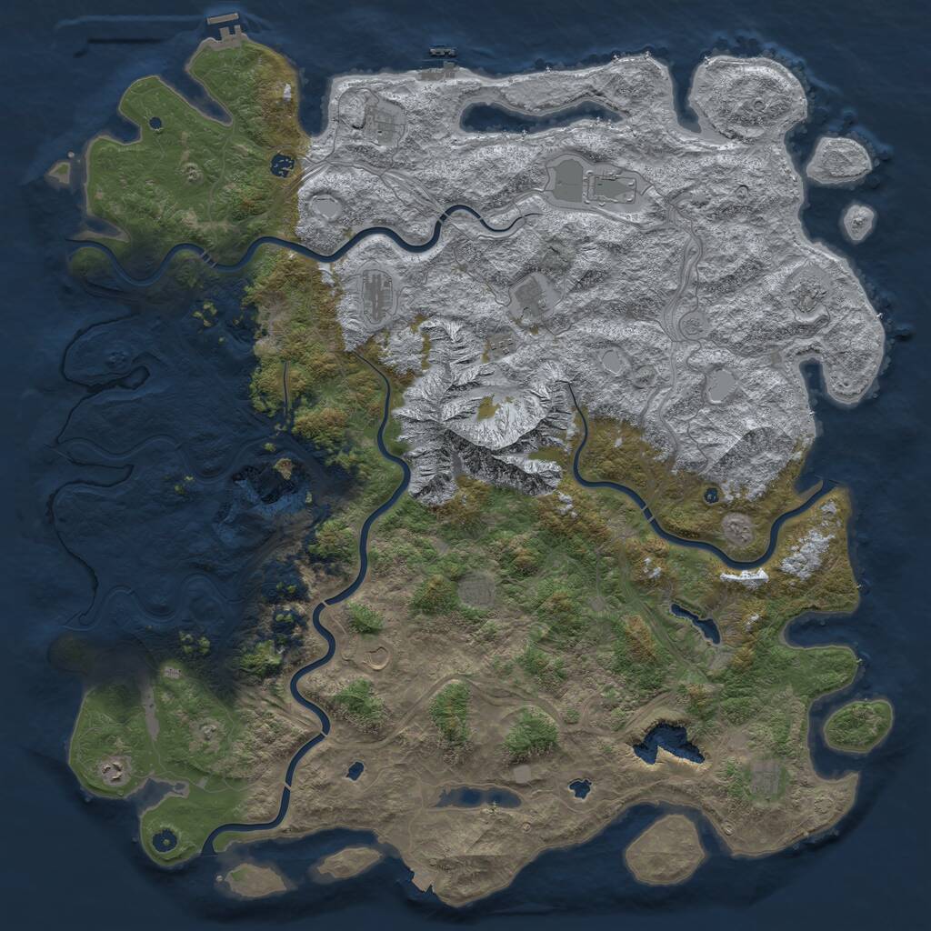Rust Map: Procedural Map, Size: 6000, Seed: 468759, 17 Monuments