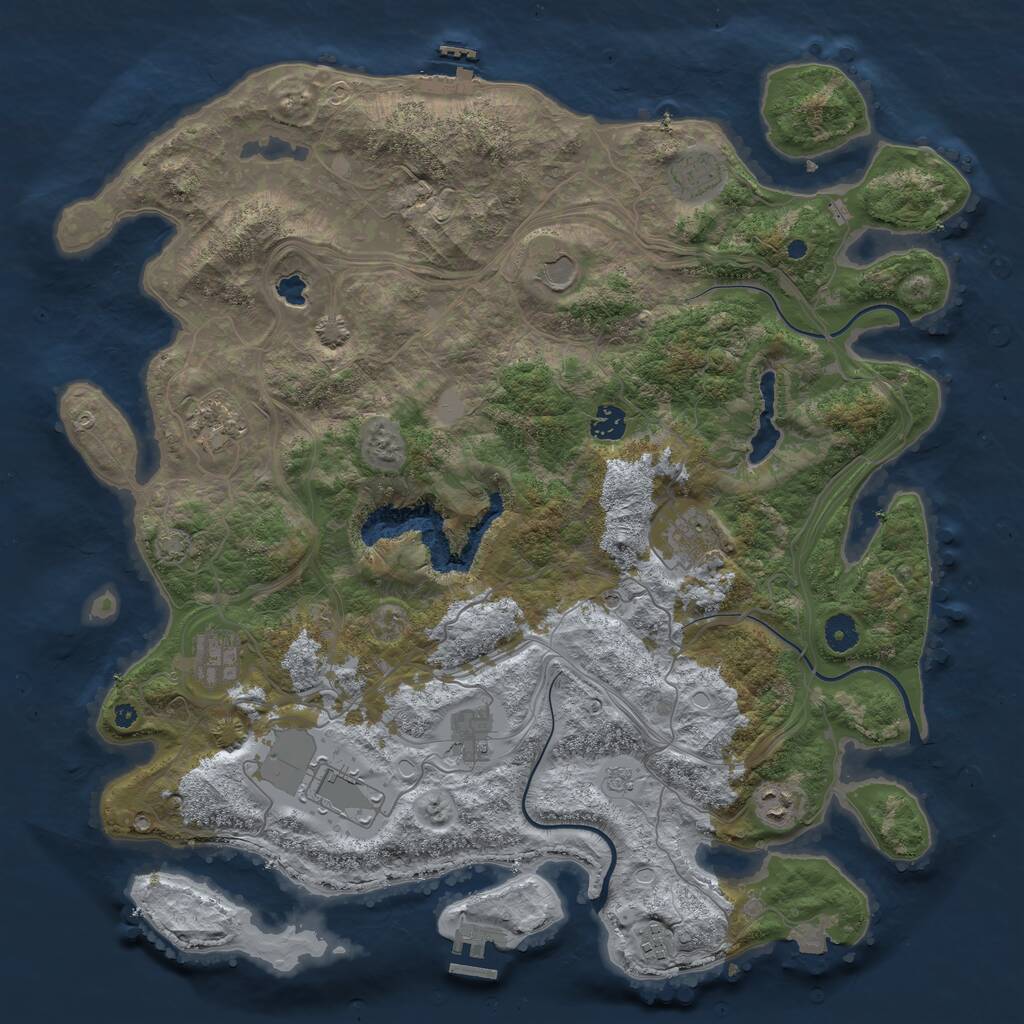 Rust Map: Procedural Map, Size: 4300, Seed: 548881830, 16 Monuments