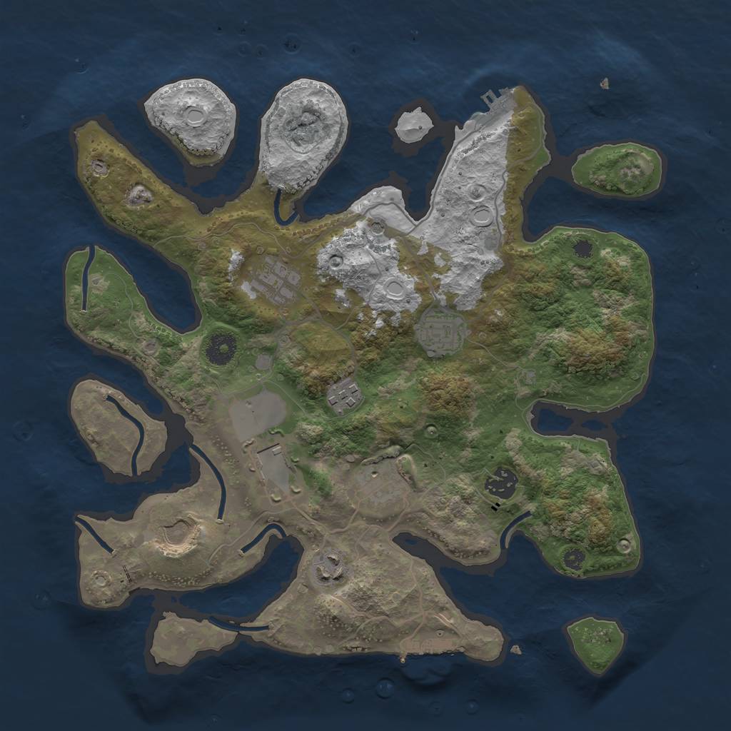 Rust Map: Procedural Map, Size: 3500, Seed: 963, 16 Monuments