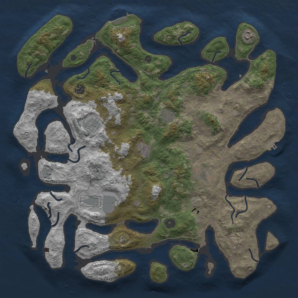 Rust Map: Procedural Map, Size: 4500, Seed: 1651527165, 17 Monuments