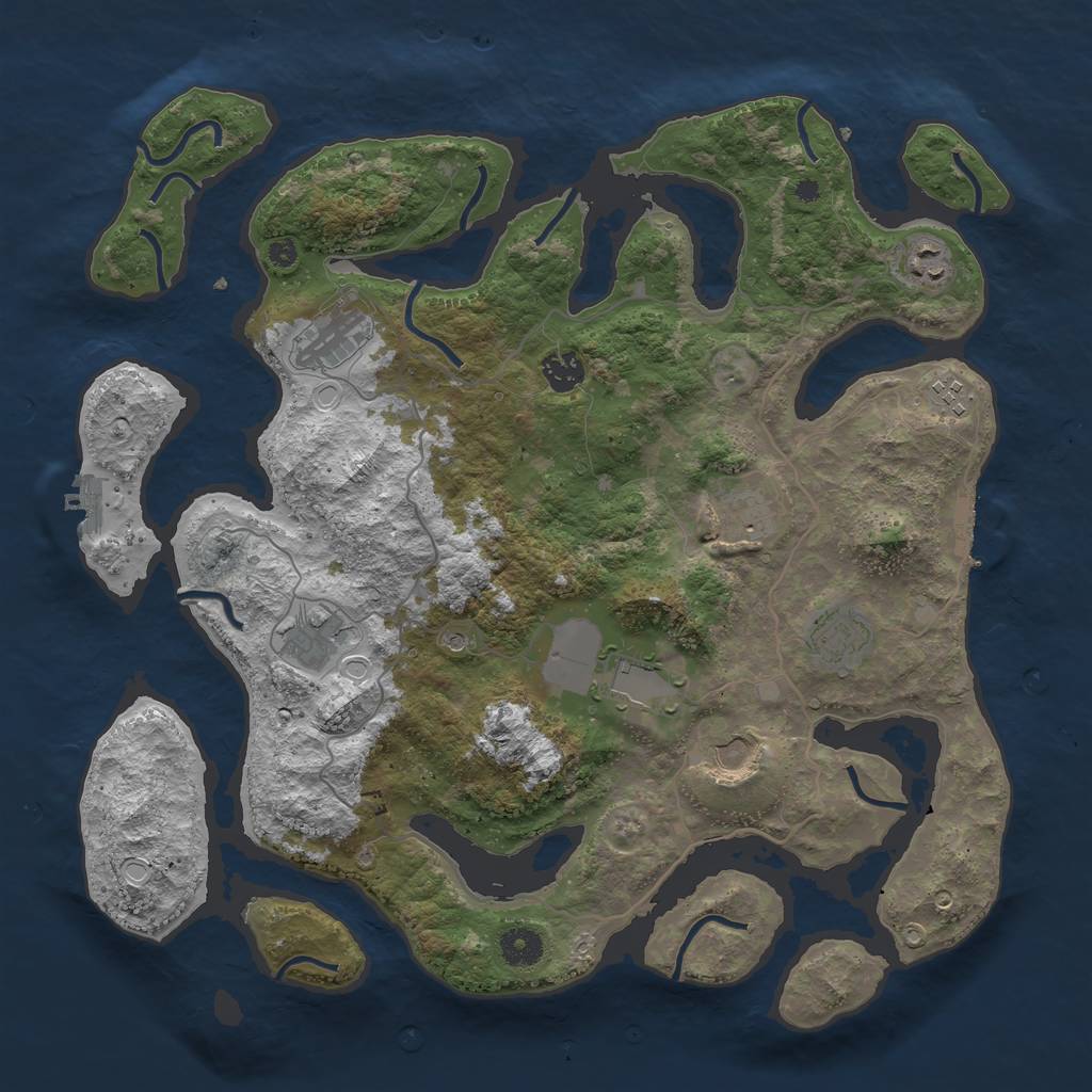 Rust Map: Procedural Map, Size: 4000, Seed: 844876, 17 Monuments