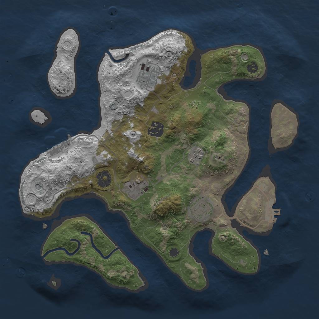 Rust Map: Procedural Map, Size: 3000, Seed: 2425422, 13 Monuments