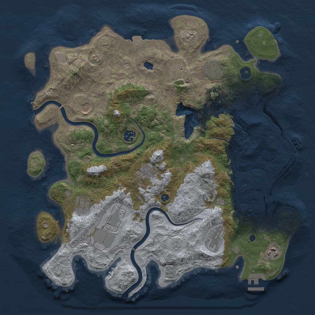 Rust Map: Procedural Map, Size: 4000, Seed: 30091, 16 Monuments