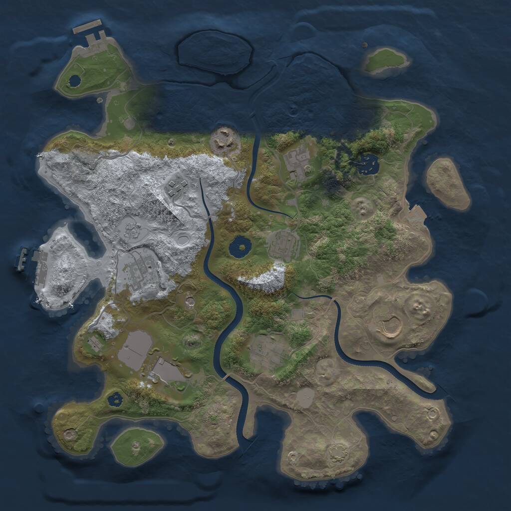 Rust Map: Procedural Map, Size: 3500, Seed: 836555861, 15 Monuments