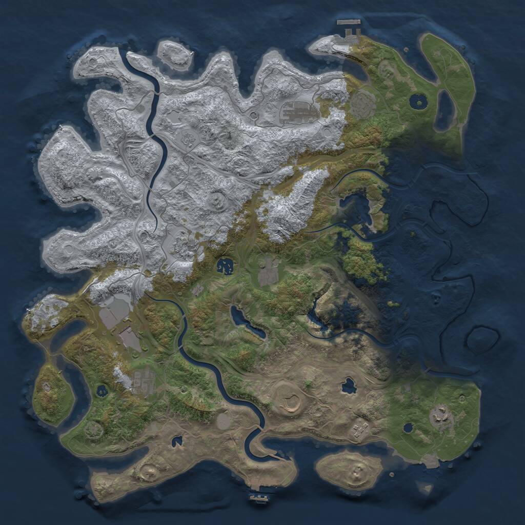 Rust Map: Procedural Map, Size: 4500, Seed: 1191390291, 16 Monuments