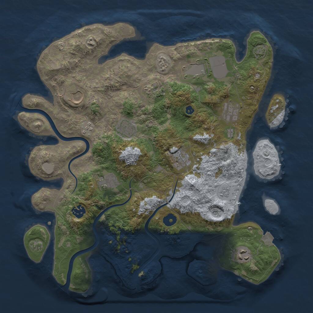 Rust Map: Procedural Map, Size: 3650, Seed: 472847, 14 Monuments