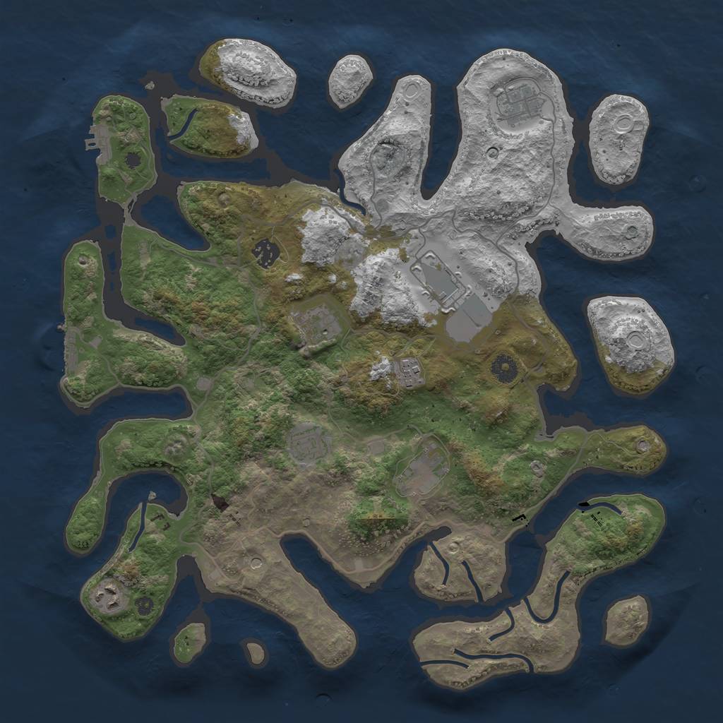 Rust Map: Procedural Map, Size: 4000, Seed: 32570, 16 Monuments
