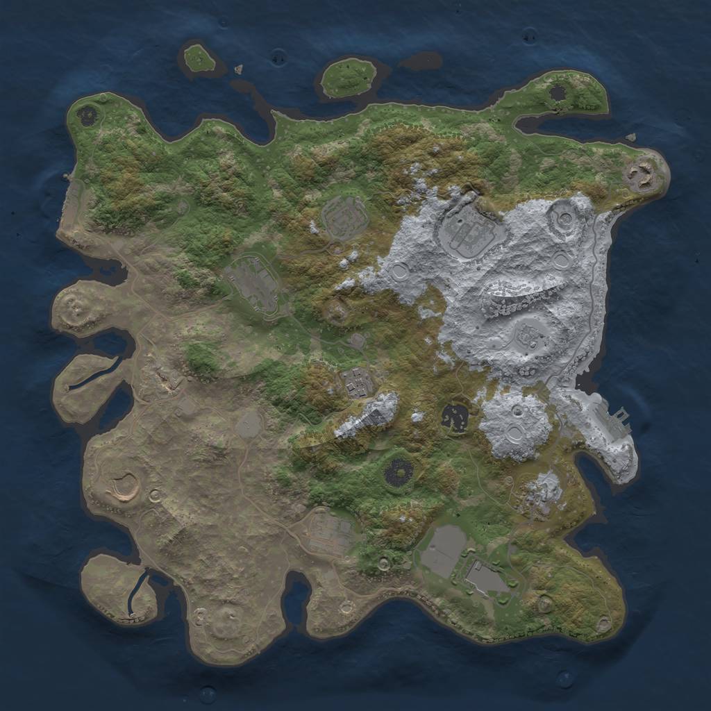 Rust Map: Procedural Map, Size: 3750, Seed: 1163687756, 17 Monuments