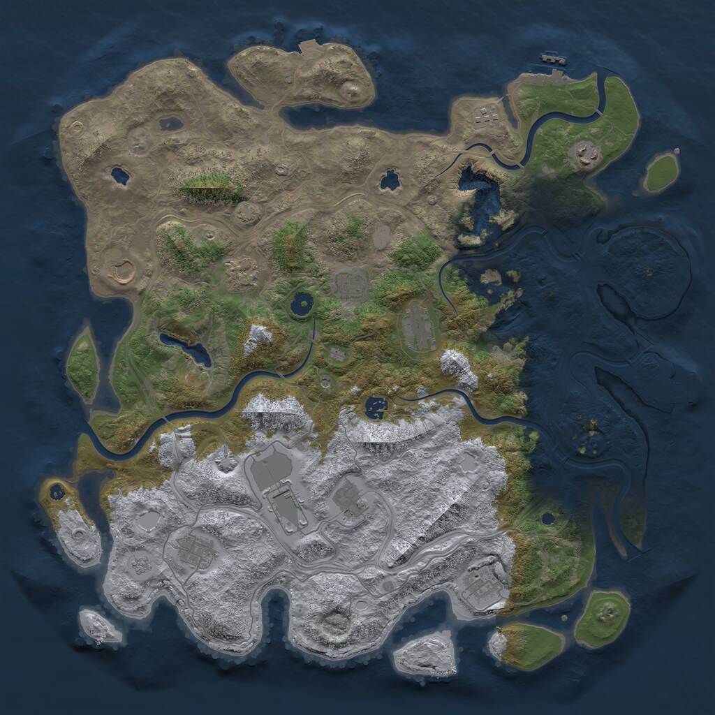Rust Map: Procedural Map, Size: 4683, Seed: 2033883709, 17 Monuments
