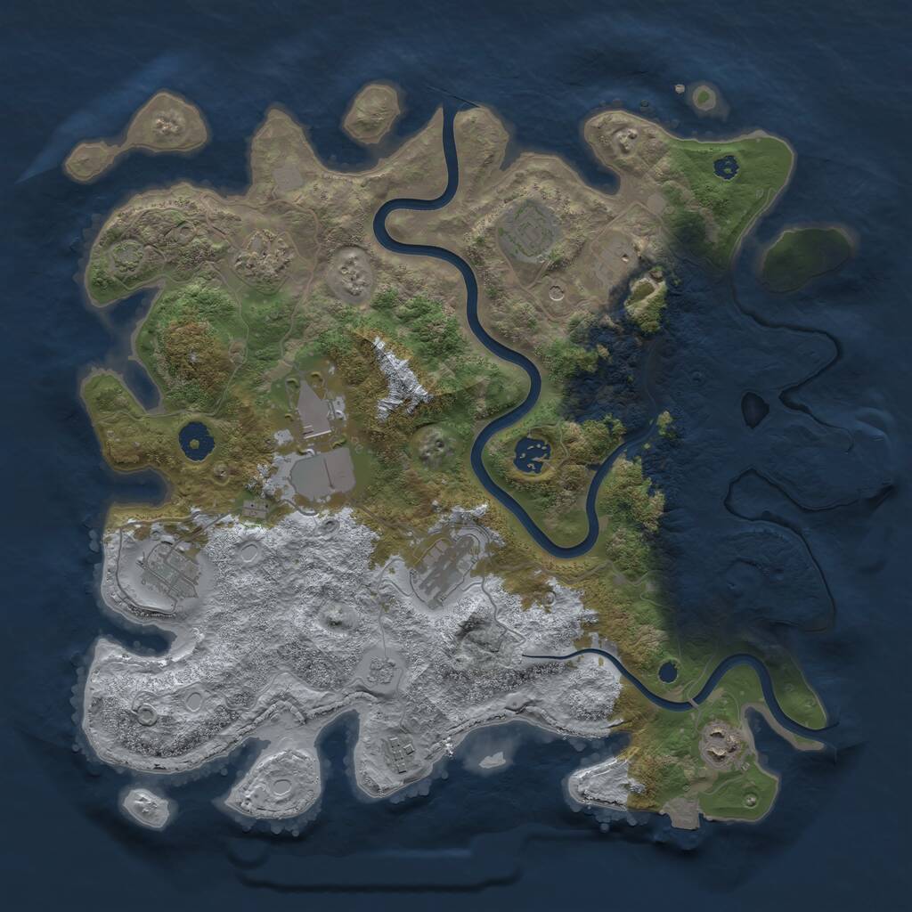 Rust Map: Procedural Map, Size: 3800, Seed: 46578687, 14 Monuments