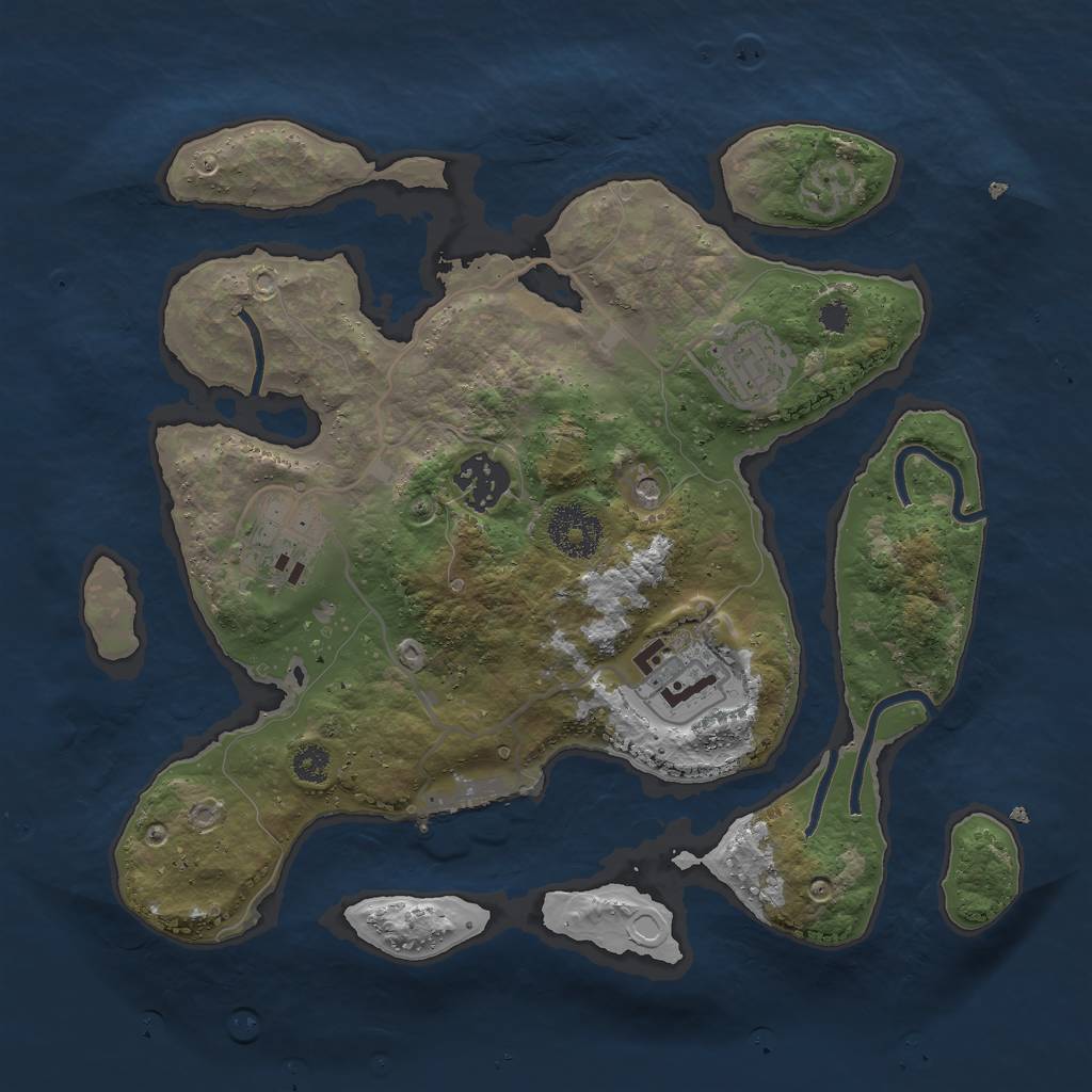 Rust Map: Procedural Map, Size: 3000, Seed: 1691365165, 11 Monuments