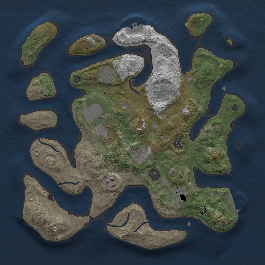 Rust Map: Procedural Map, Size: 3500, Seed: 118536749, 16 Monuments