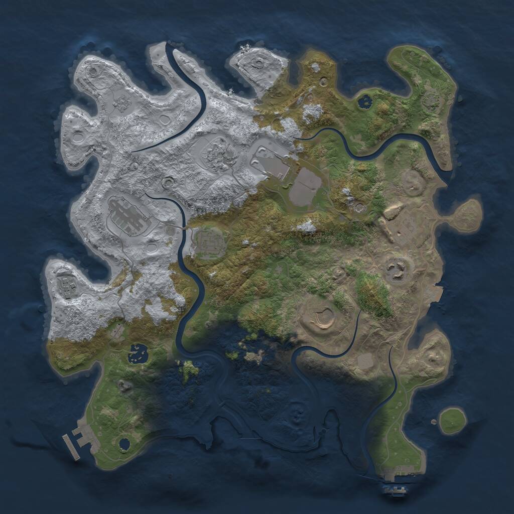 Rust Map: Procedural Map, Size: 3700, Seed: 713011832, 15 Monuments