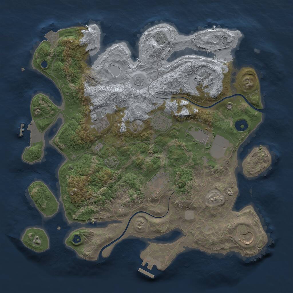 Rust Map: Procedural Map, Size: 3500, Seed: 465493617, 13 Monuments