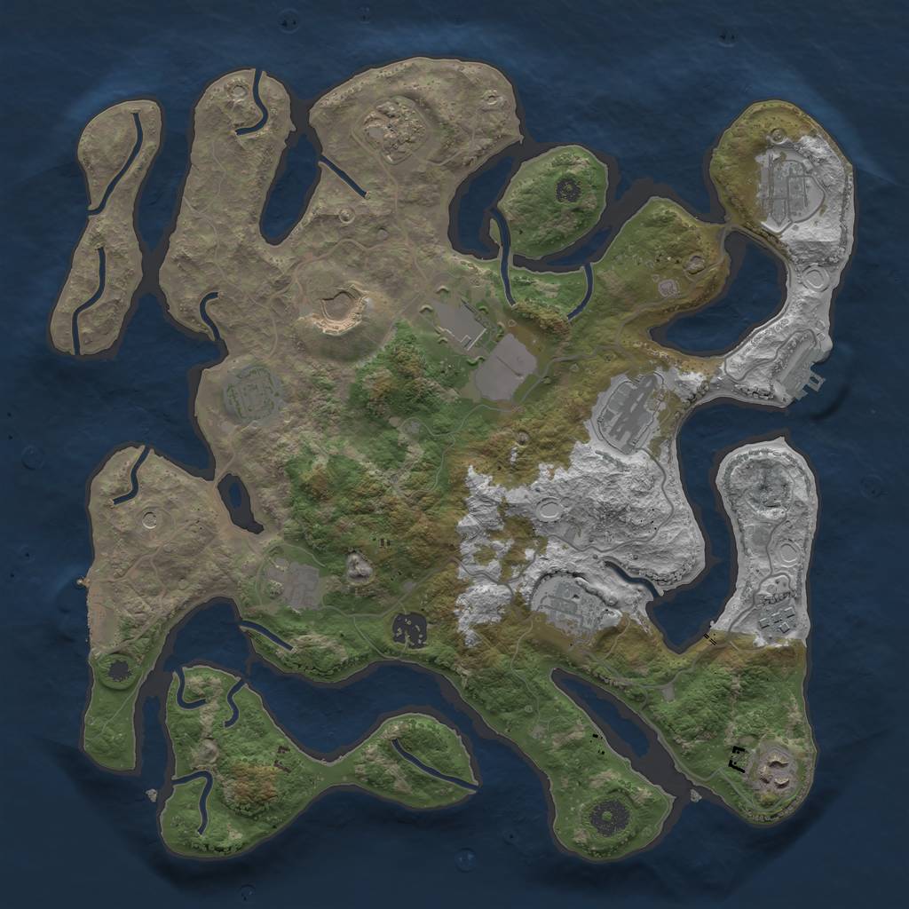 Rust Map: Procedural Map, Size: 3700, Seed: 256262095, 19 Monuments