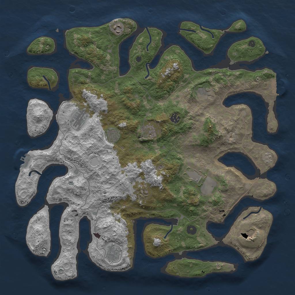 Rust Map: Procedural Map, Size: 4500, Seed: 1825571231, 19 Monuments