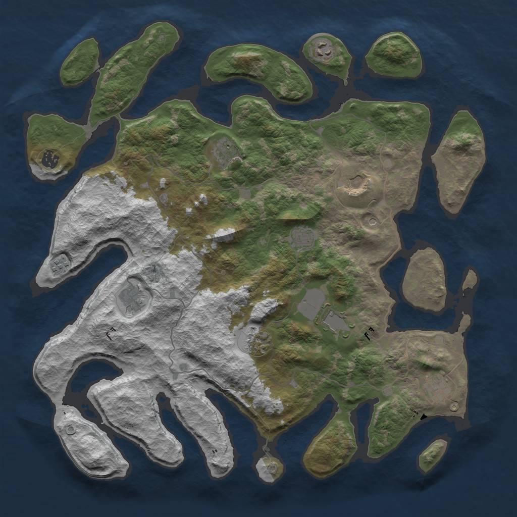 Rust Map: Barren, Size: 4500, Seed: 89098, 13 Monuments