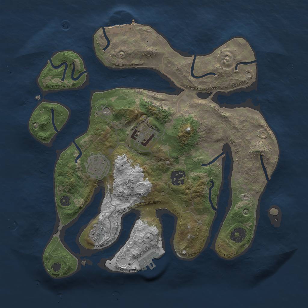 Rust Map: Procedural Map, Size: 3000, Seed: 985287458, 12 Monuments