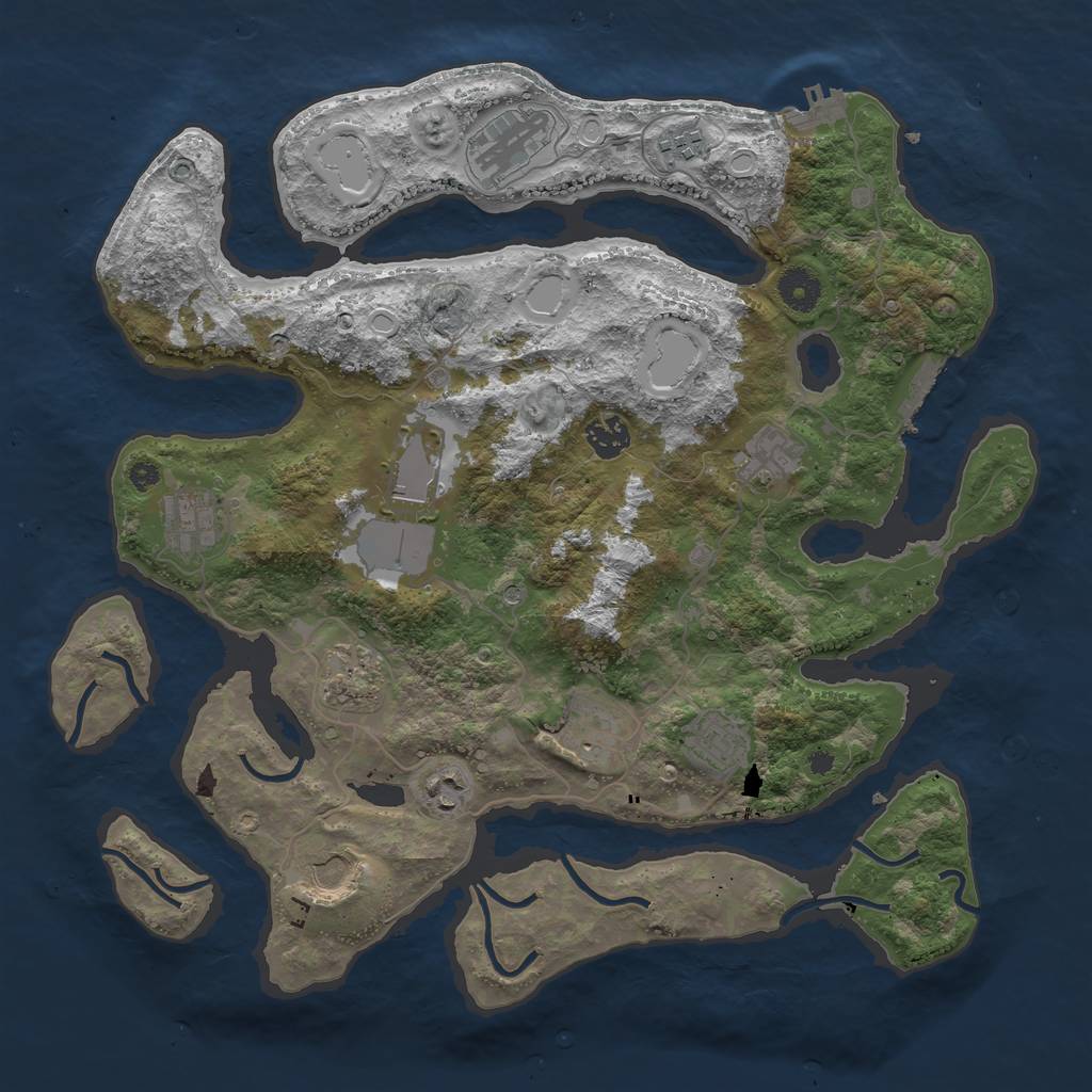 Rust Map: Procedural Map, Size: 3850, Seed: 1347129879, 19 Monuments