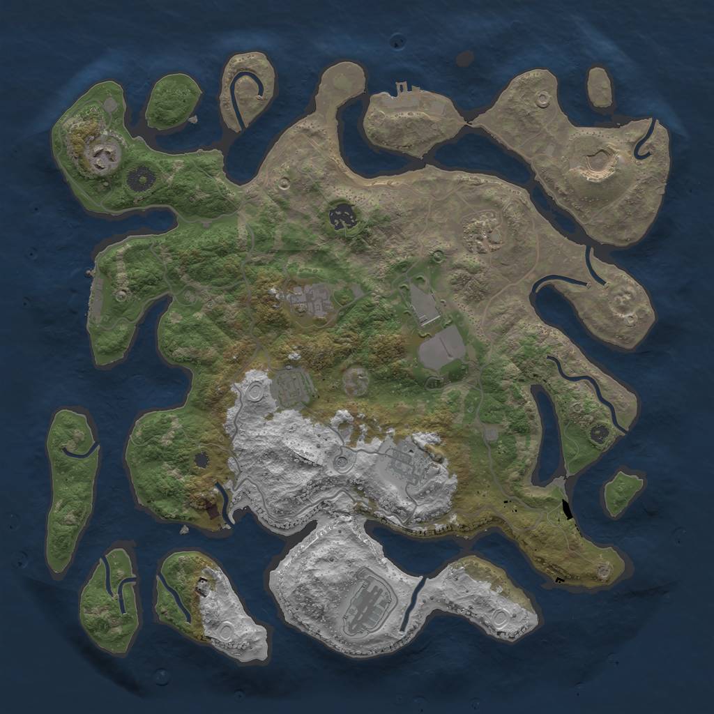 Rust Map: Procedural Map, Size: 4000, Seed: 4052, 17 Monuments