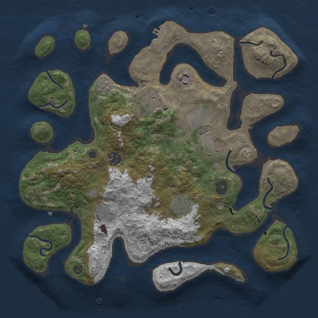 Rust Map: Procedural Map, Size: 3500, Seed: 1294776082, 14 Monuments