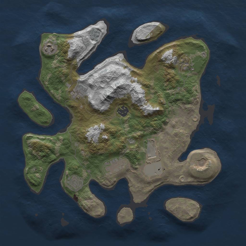 Rust Map: Barren, Size: 3500, Seed: 905, 12 Monuments