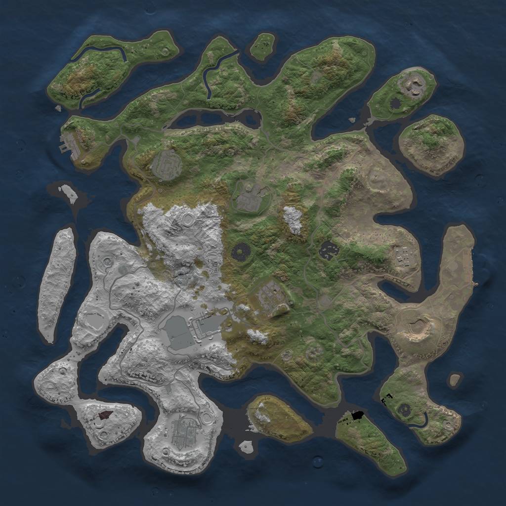 Rust Map: Procedural Map, Size: 4000, Seed: 821, 17 Monuments