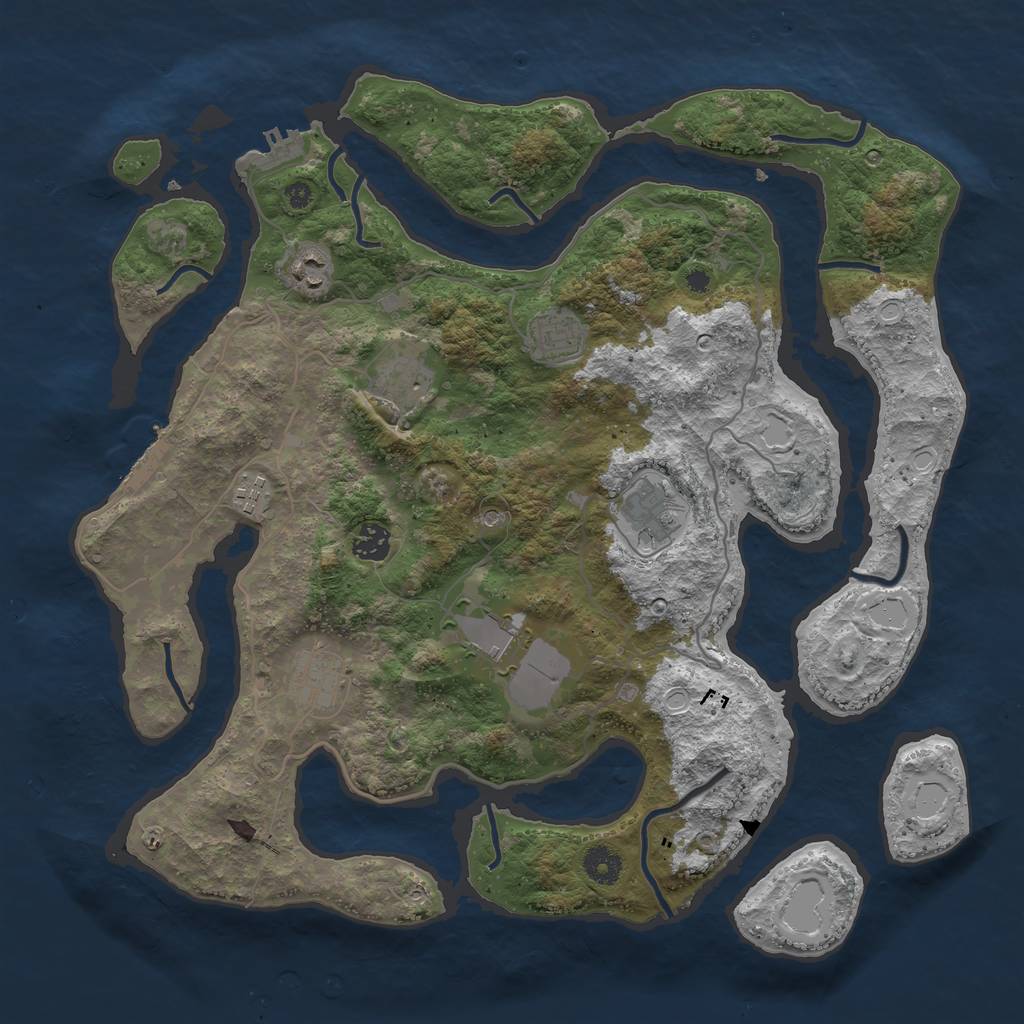 Rust Map: Procedural Map, Size: 4000, Seed: 305592231, 16 Monuments