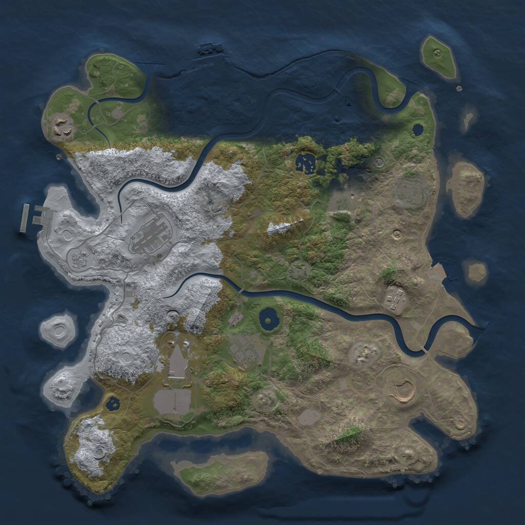 Rust Map: Procedural Map, Size: 3689, Seed: 3799, 15 Monuments