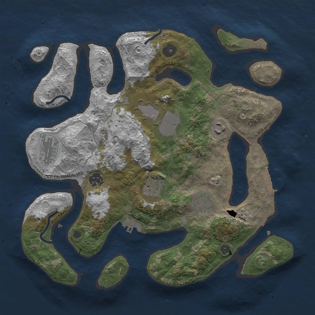 Rust Map: Procedural Map, Size: 3500, Seed: 304396341, 15 Monuments