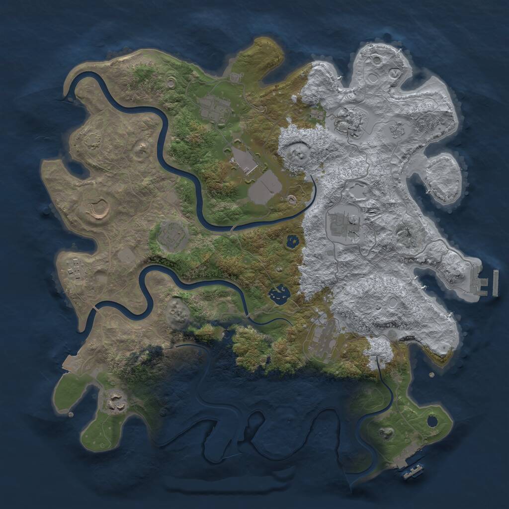 Rust Map: Procedural Map, Size: 3850, Seed: 2111607980, 16 Monuments