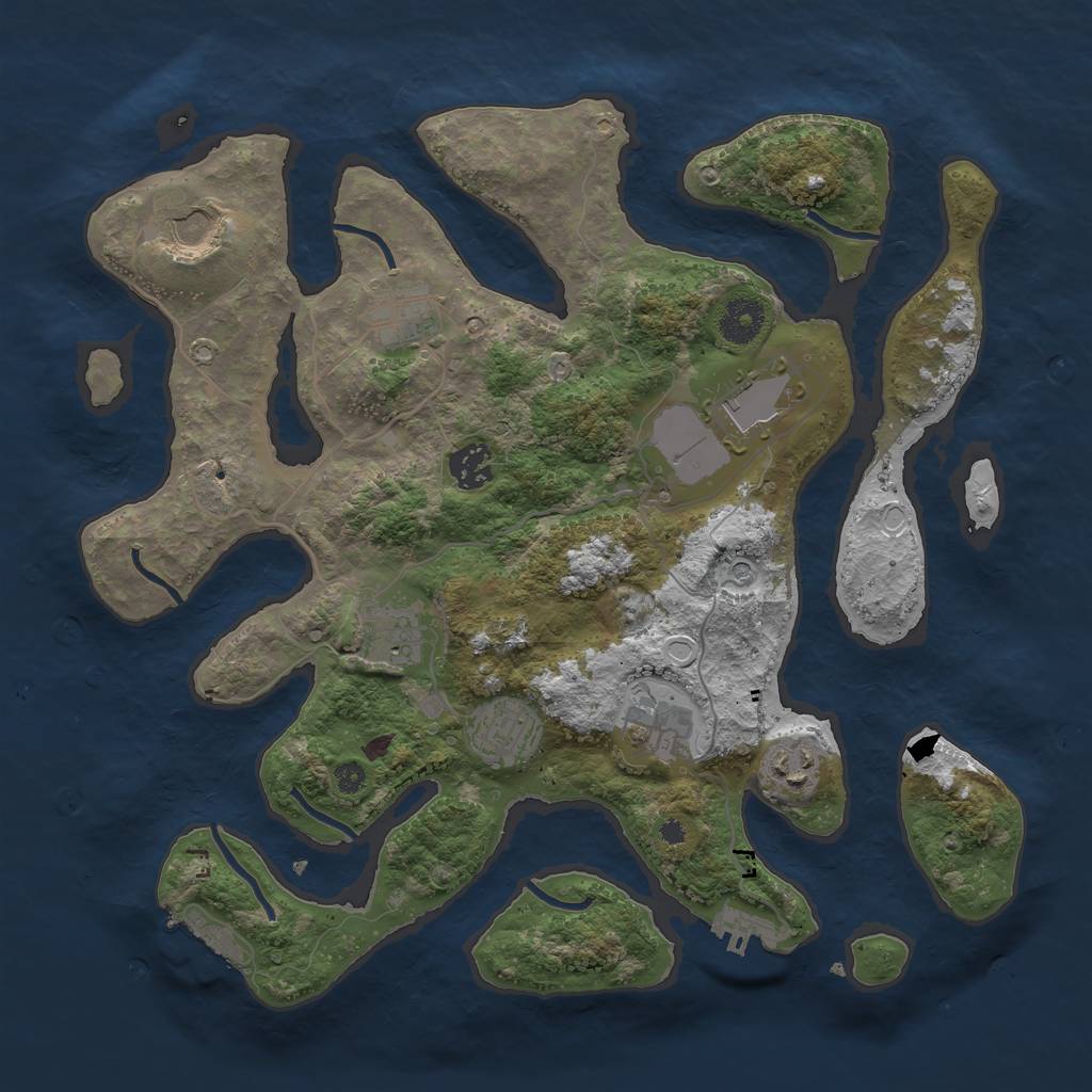 Rust Map: Procedural Map, Size: 3600, Seed: 1355356070, 16 Monuments