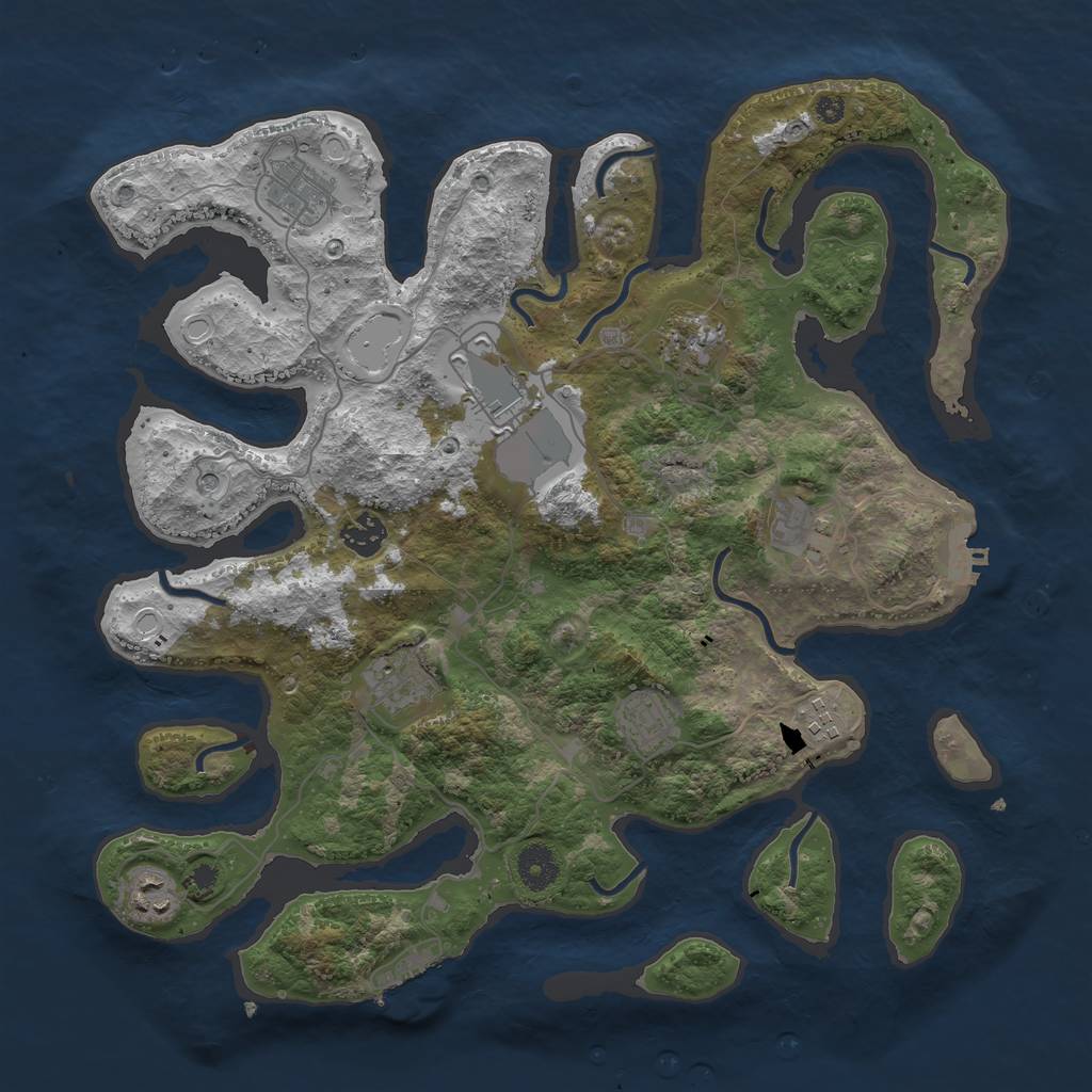 Rust Map: Procedural Map, Size: 3800, Seed: 53218, 17 Monuments