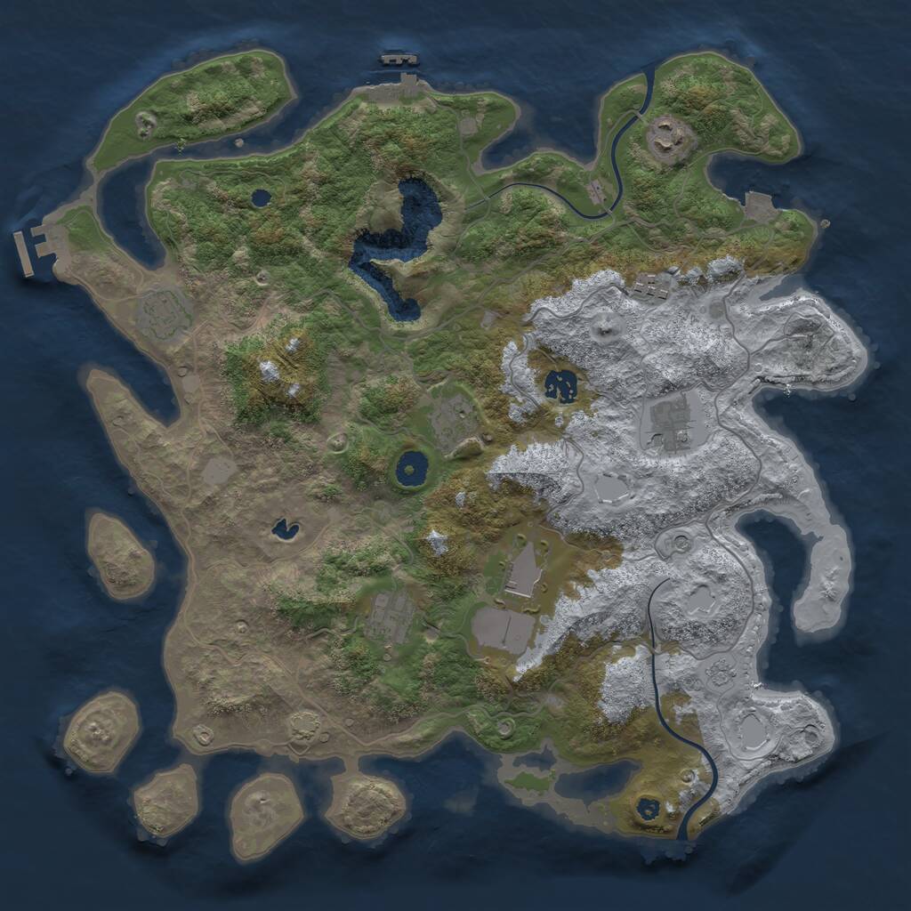 Rust Map: Procedural Map, Size: 4000, Seed: 2425399, 14 Monuments