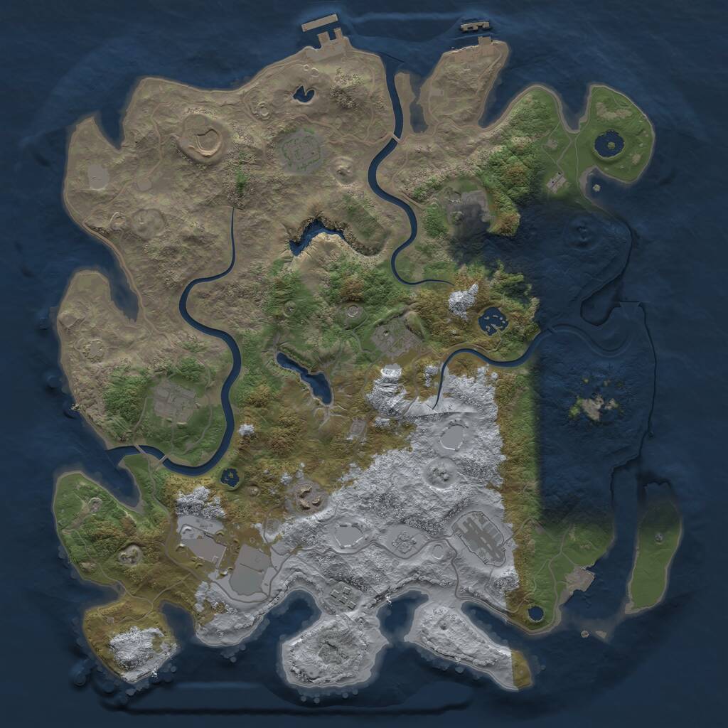 Rust Map: Procedural Map, Size: 4000, Seed: 1193038853, 16 Monuments
