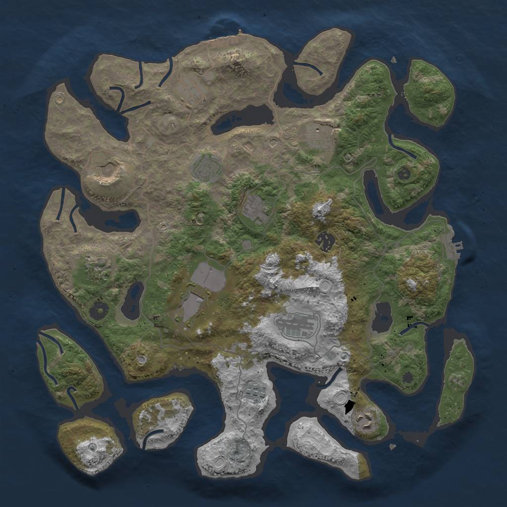 Rust Map: Procedural Map, Size: 4000, Seed: 1193038853, 19 Monuments