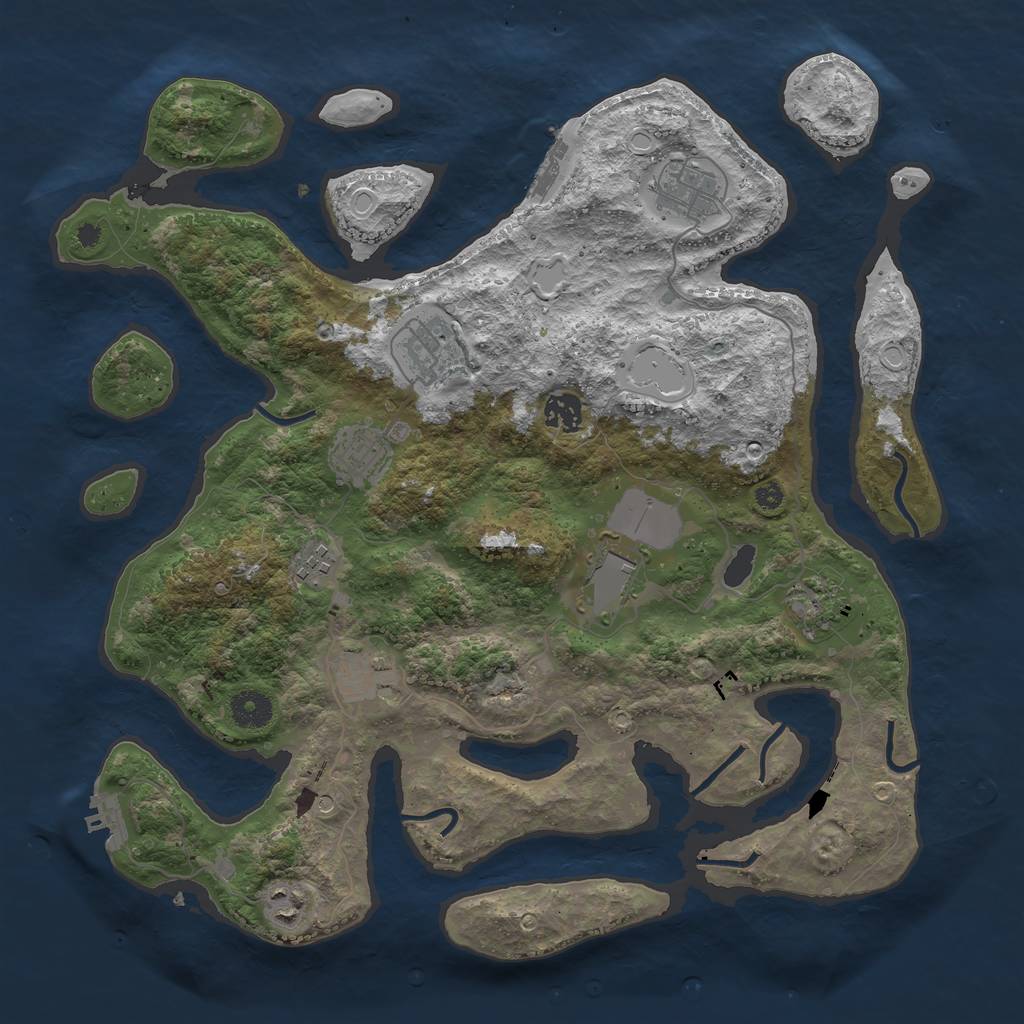 Rust Map: Procedural Map, Size: 3850, Seed: 259889400, 17 Monuments