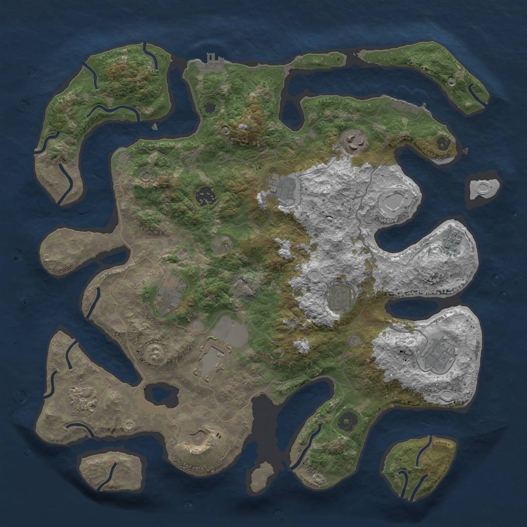 Rust Map: Procedural Map, Size: 4050, Seed: 235435684, 18 Monuments