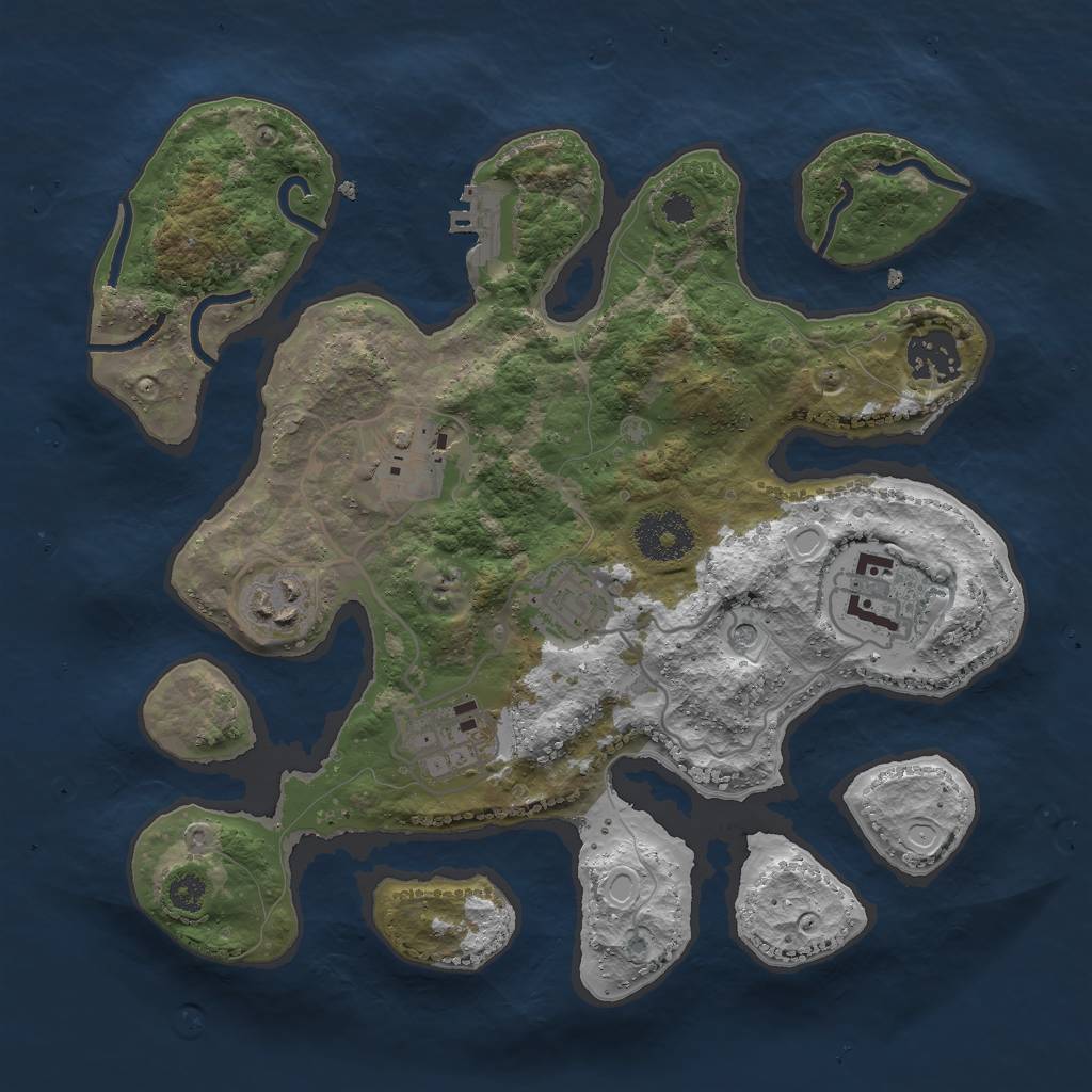 Rust Map: Procedural Map, Size: 3000, Seed: 552049530, 13 Monuments
