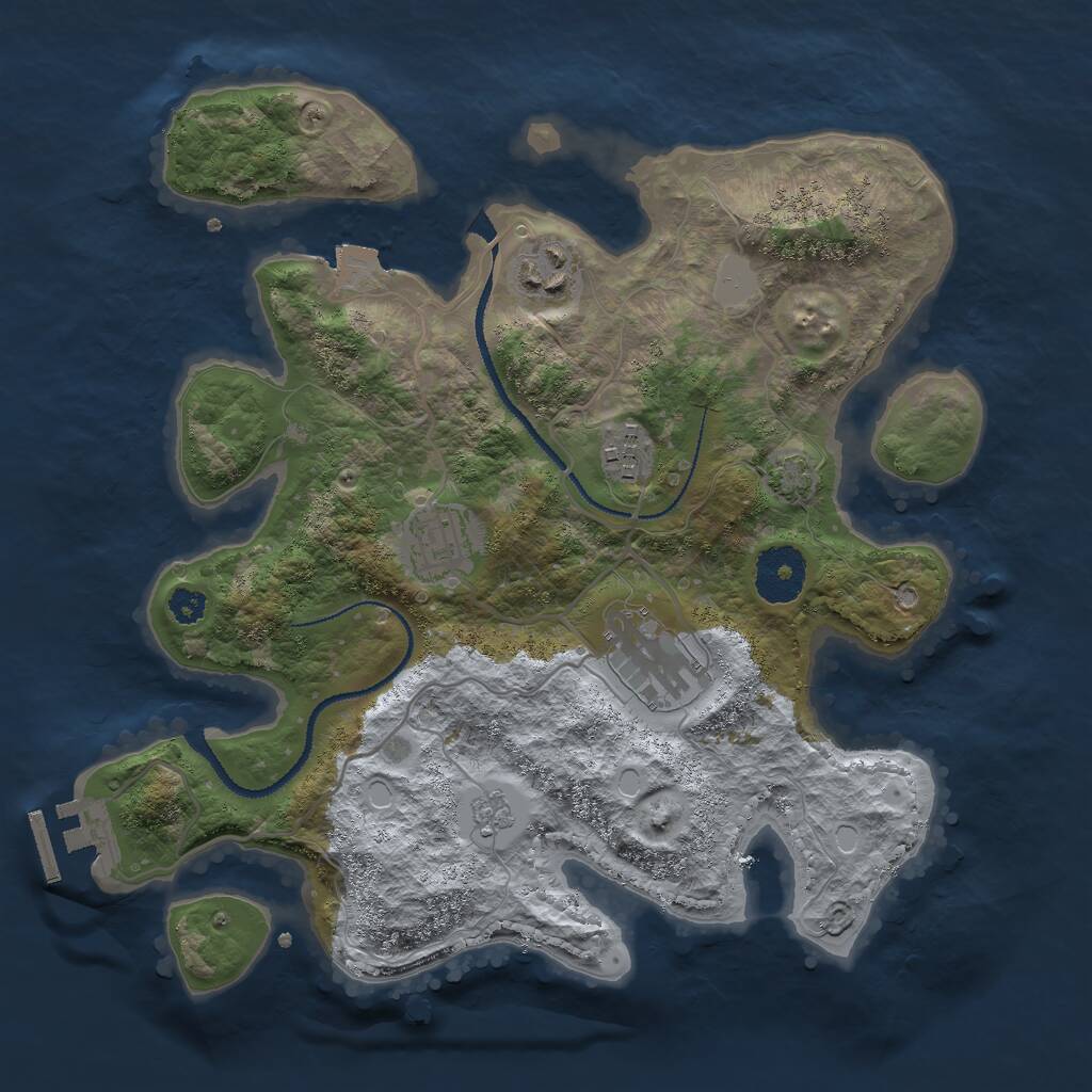 Rust Map: Procedural Map, Size: 3000, Seed: 585091513, 8 Monuments